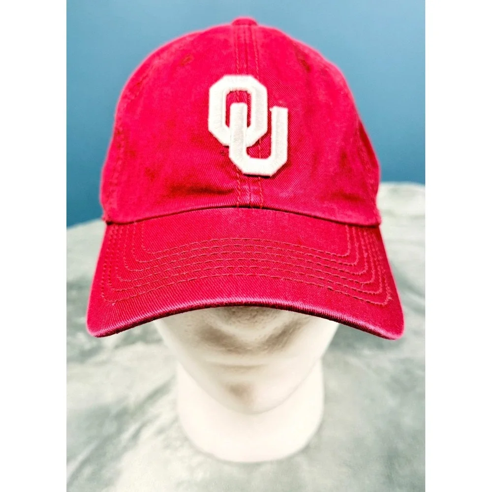 Oklahoma Sooners Hat Adjustable Red OU Logo Dad Cap Top of World